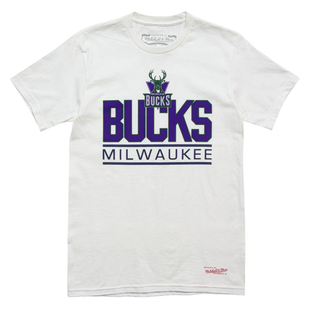 NBA Milwaukee Bucks Mitchell & Ness Men's Short Sleeve T-Shirt in White, S